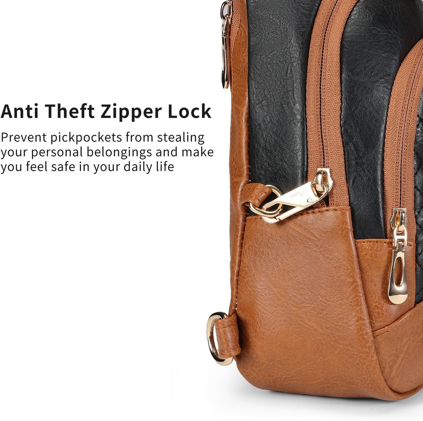 Crossbody Bags for Women Anti Theft Small Sling Handbag with Zipper Lock Vegan Leather RFID Blocking Chest Pure
