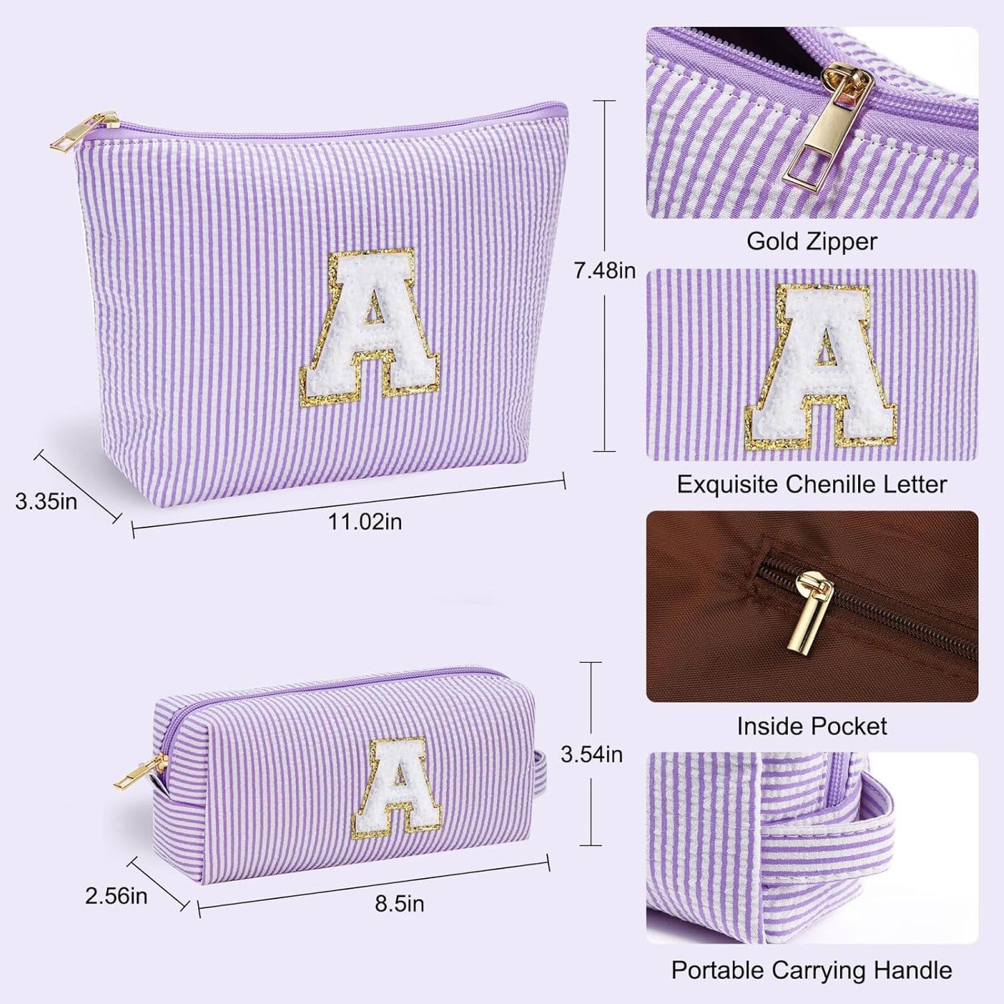 YOOLIFE 2 Small Make Up Bag - Travel Makeup Bag Makeup Pouch Makeup Bags for Women Cosmetic Pouch Cute Makeup Bag Makeup Bag Set Personalized Gifts Mom Gifts for Women Her 40th Birthday Gifts Women P