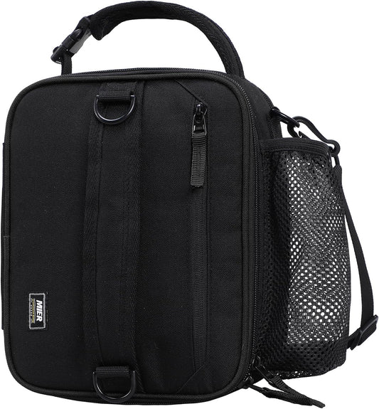 MIER Expandable Lunch Bag Insulated Lunch Box for Men to Work Travel Portable Lunchbox Bags with Shoulder Strap and Water Bottle Holder, Black