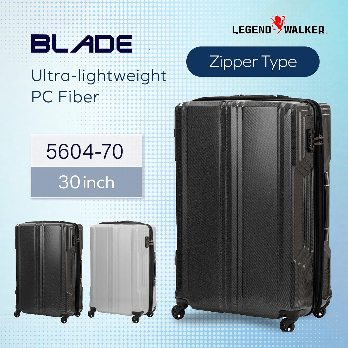 LEGEND WALKER BLADE-Ultralight PC Fiber Luggage 30-inch, White Carbon, 5604-70-WHCB