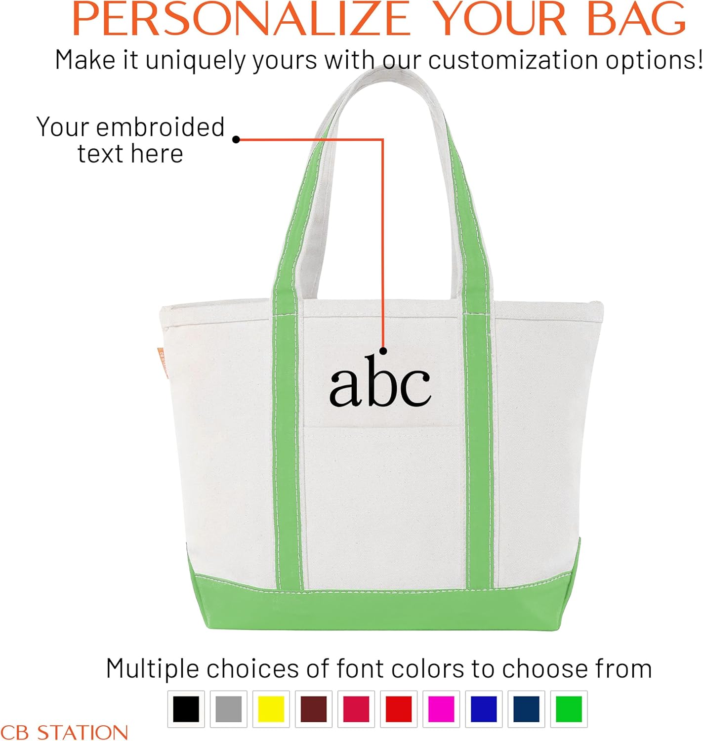 CB STATION Medium Classic Canvas Tote Bag for Women, Top Zipper Closure, Outer Pocket, Daily Essentials, Groceries, Traveling