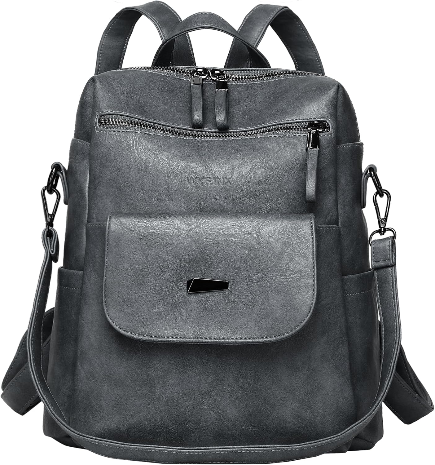 PU Leather Backpack Purse for Women Fashion Multipurpose Design Handbag Ladies Shoulder Bags Travel Backpack Blue Grey