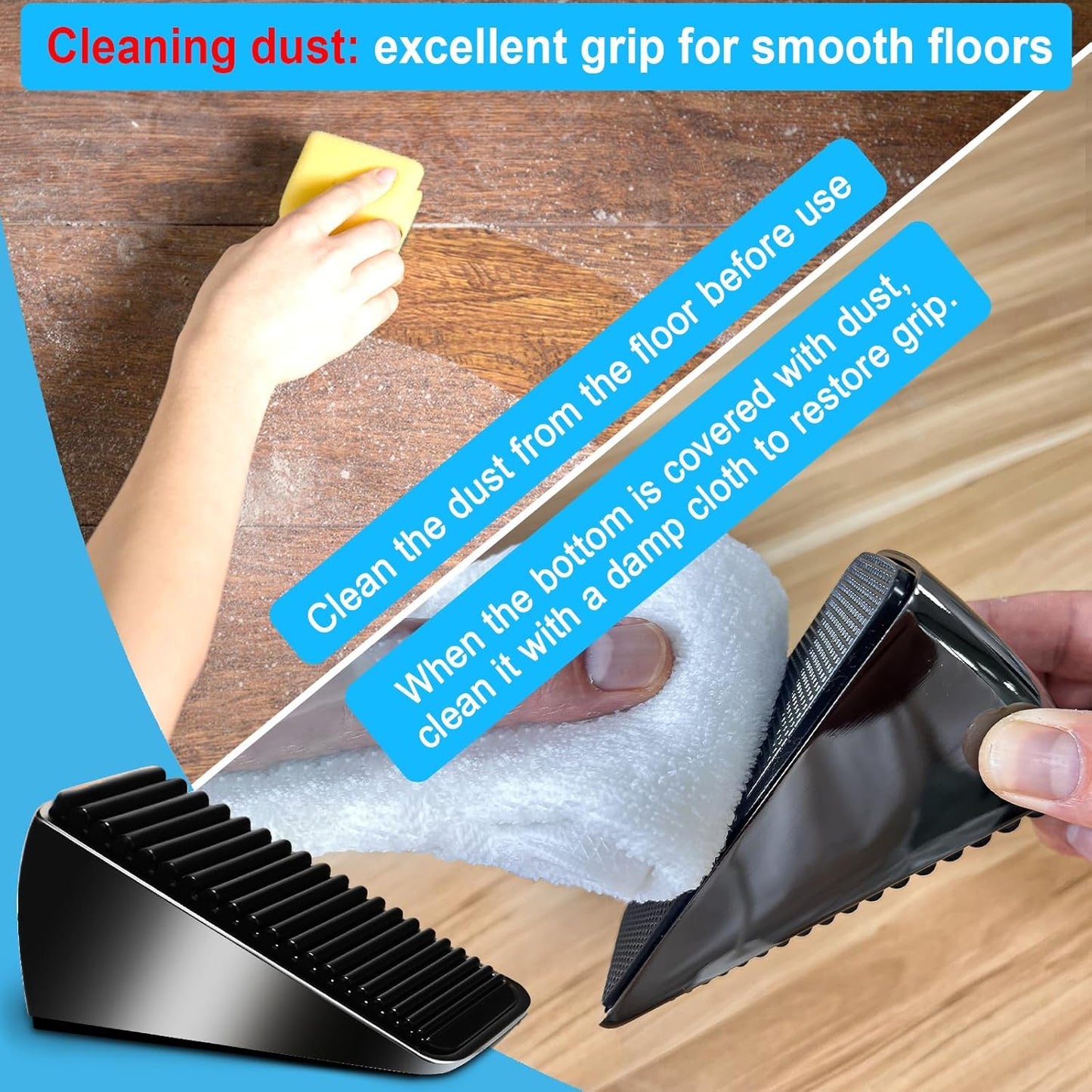 Strongest Tall Door Stopper - Heavy Duty Zinc Alloy & Silicone, Suits Any Heavy Door, Any Smooth Floor