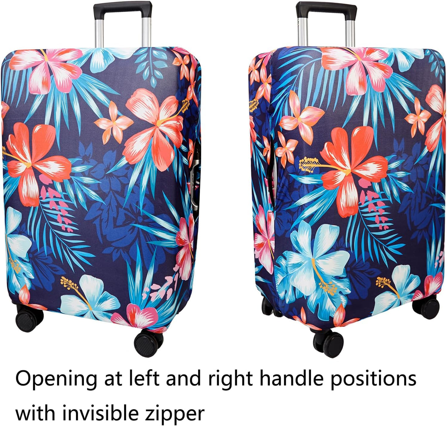 WUJIAONIAO Travel Luggage Cover Baggage Suitcase Protector Fit for 18-32 Inch Luggage (M (for 22-24 inch luggage), Flower)