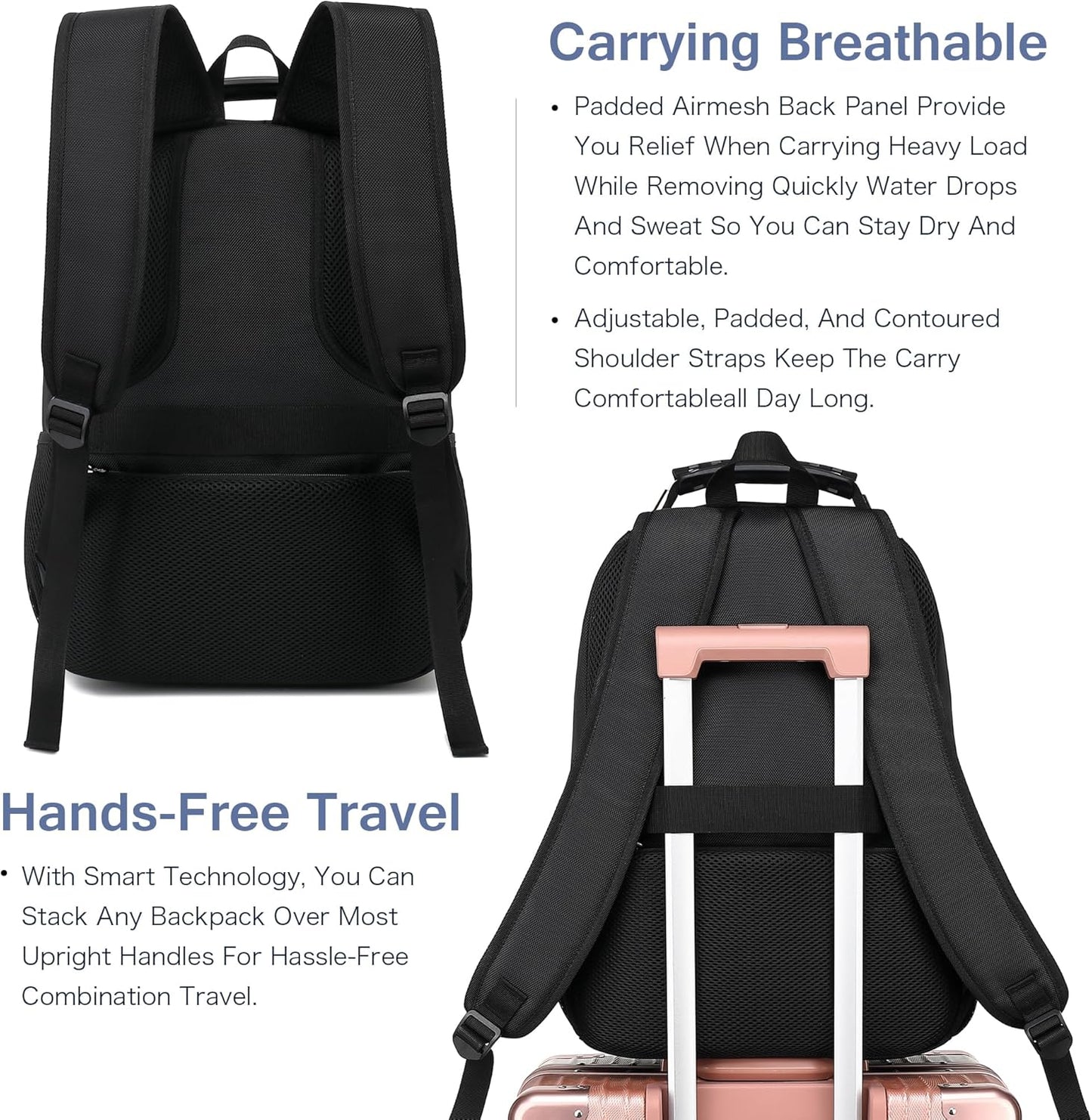 Boavan Laptop Backpack for men, 15.6 inch Laptop Bag with USB Port, Waterproof Travel Work Backpack Purse, Anti-Theft Teacher Nurse Doctor Casual Bookbags Office Business backpack，Orange Black