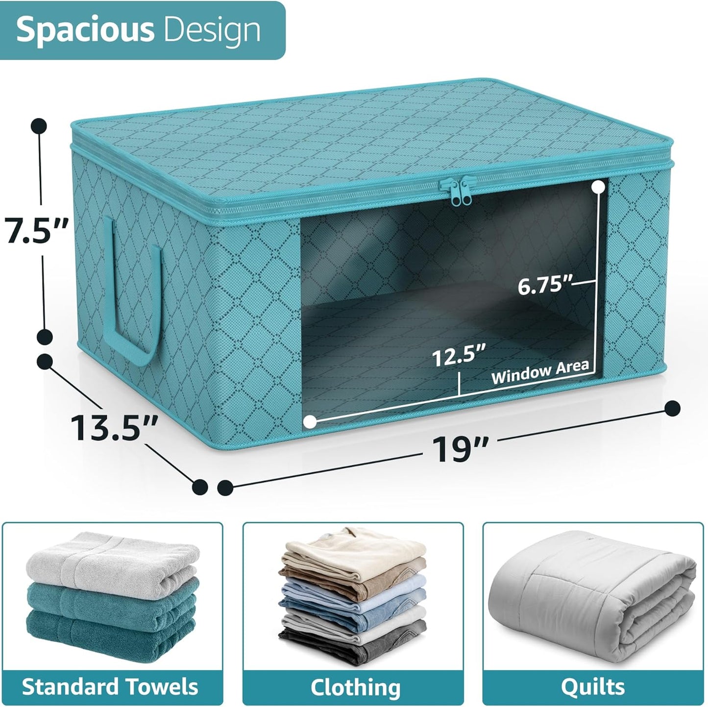 Sorbus Medium Clothes Storage Bags - Foldable Blanket Storage Bins for Organizing Bedroom, Closet, Clothing, Comforter, Organization with Clear Window, Lids and Carry Handles - Set of 9