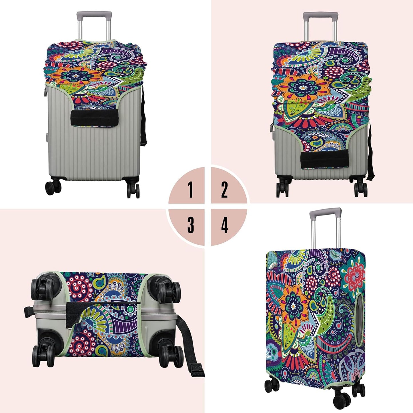 Travel Luggage Cover Suitcase Protector Fits 18-32 Inch Wheel Covers PatternedTravel Related Items Flower Luggage Protector Elastic XL