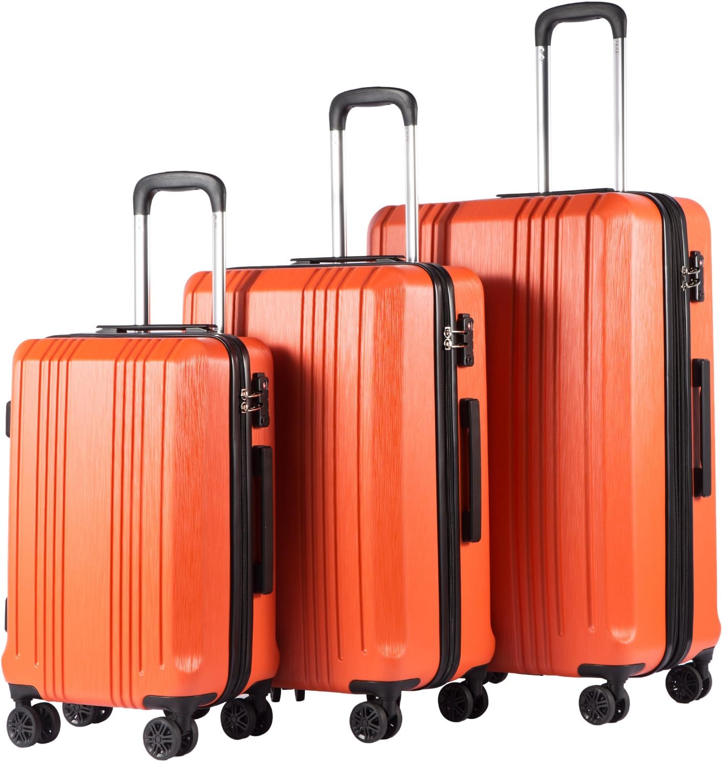 Coolife Luggage Expandable Suitcase PC+ABS 3 Piece Set with TSA Lock Spinner 20in24in28in