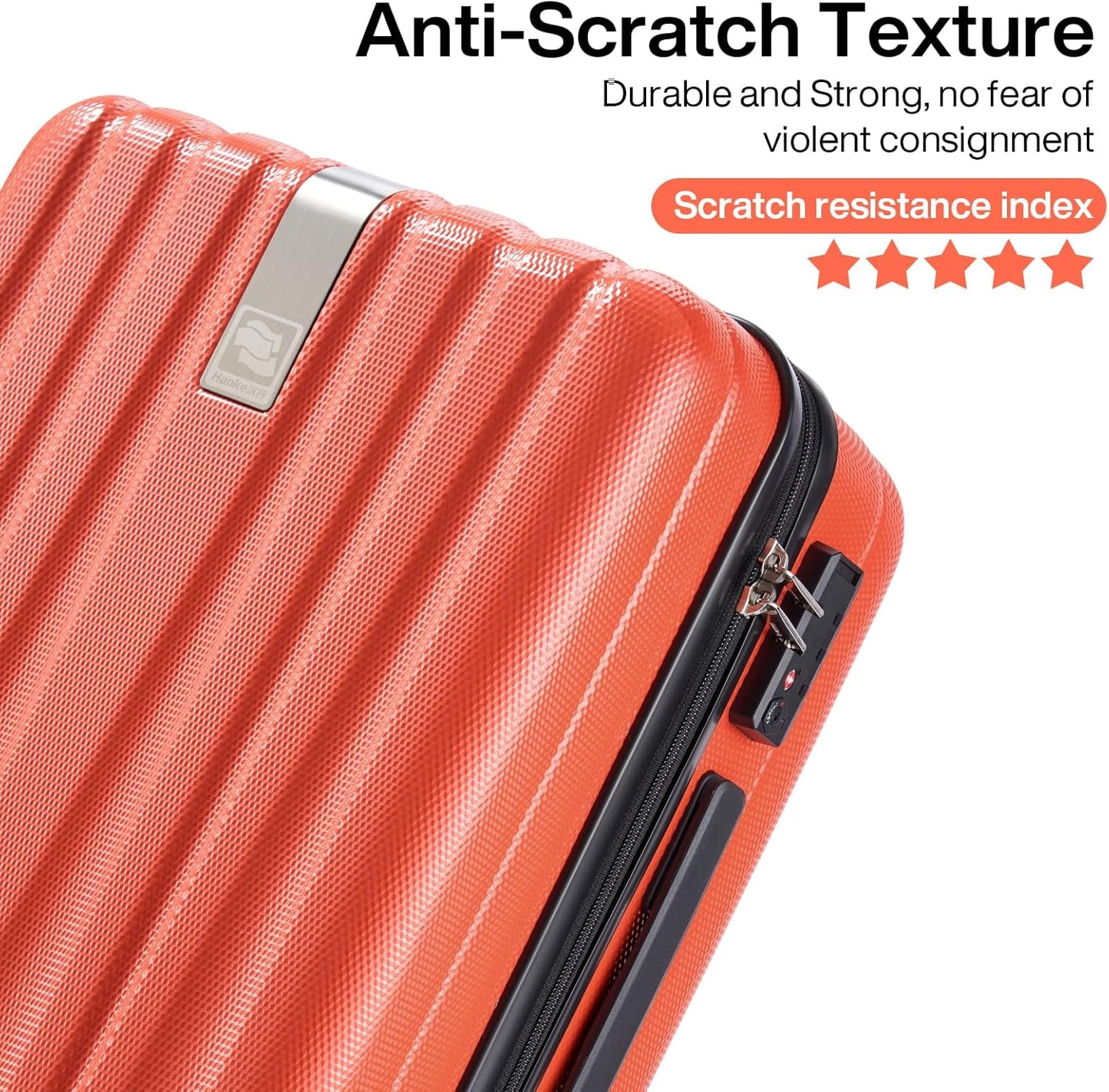 Hanke Luggage Sets 2 piece Carry On Luggage with Wheels PC Hard Shell Suitcases Lightweight Checked Travel Luggage Large Travel Suitcase Woman Men 20/29 Inch （Orange）