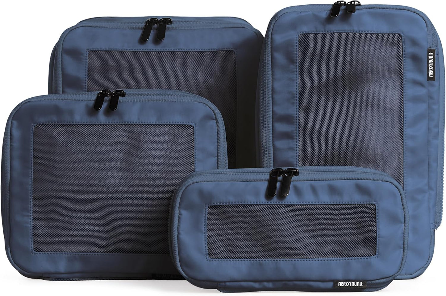 Compression Packing Cubes for Travel - Luggage Organizer Bags - Double Zipper Packing Cubes for Suitcases (4-Pack, Dark Blue)