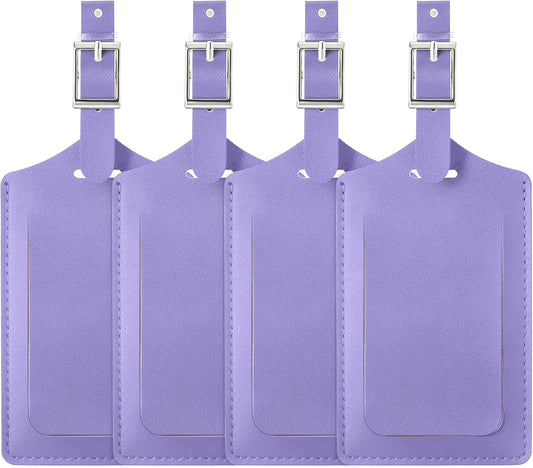 Travelambo Luggage Tags for Suitcases PU Leather Travel Tags Bag Tags Privacy Protection Travel Essentials