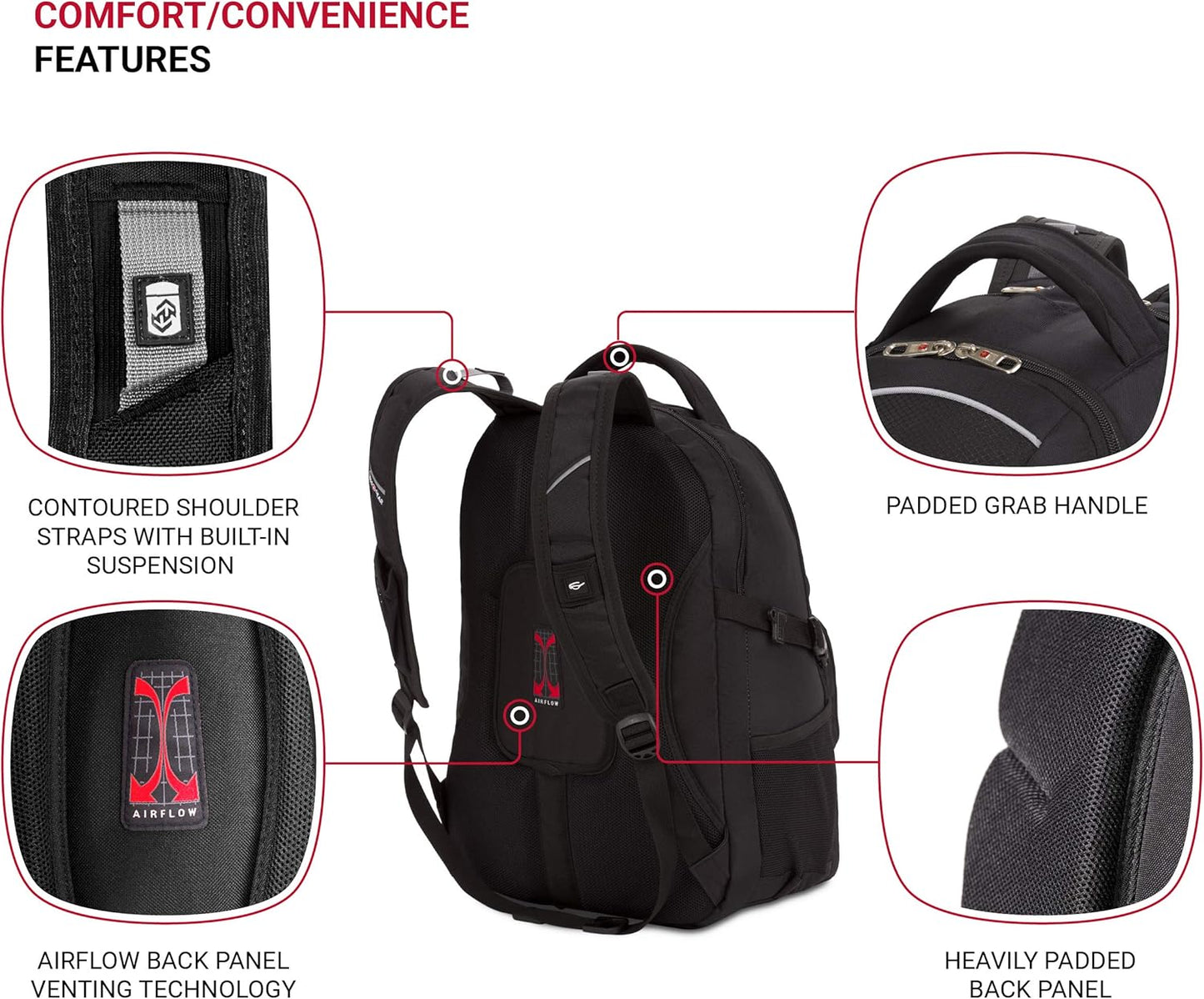 SwissGear 3258 Laptop Backpack, Black, 18.5-Inch