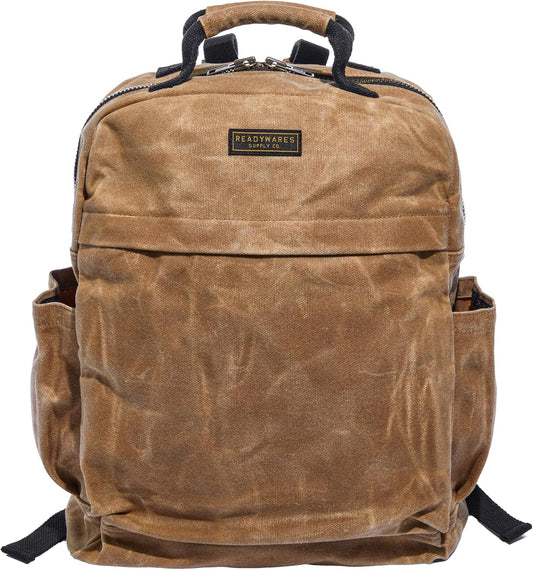 Waxed Canvas Backpack – Durable Rucksack with Laptop Sleeve – Water-Resistant Travel Bag for Work, Commute, School, or Outdoor Use
