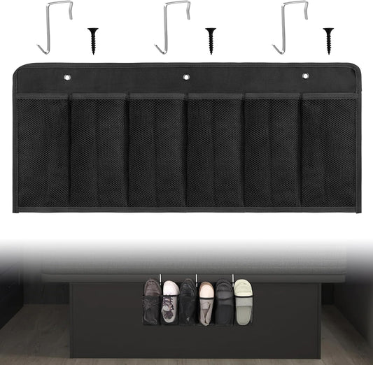 RV Shoe Pockets 6 Large Pockets Heavy Hanging Bedside Storage Organizer with Sturdy Hooks Storage Pockets Hangs on bed for Shoes Toys and Tool Accessories