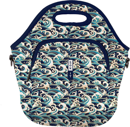 Sok It LunchTote Zippered Bag Insulated Neoprene Caddy (Perfect Wave, X-Large 6.5 Quart Lunch Tote)