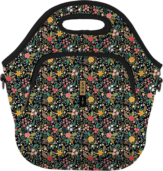 Sok It LunchTote Zippered Bag Insulated Neoprene Caddy (English Garden Picnic, X-Large 6.5 Quart Lunch Tote)
