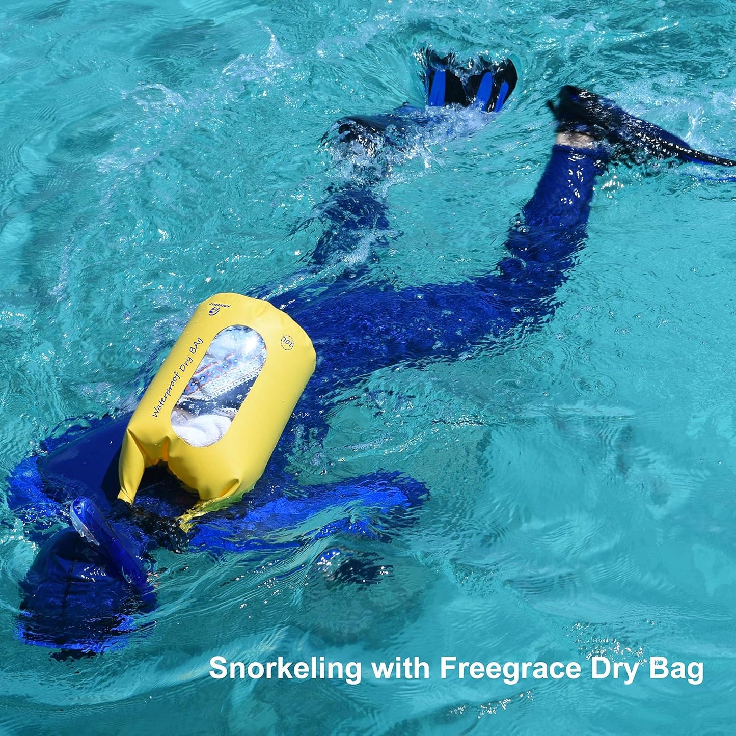Freegrace Waterproof Dry Bags Set of 3 Dry Bag with 2 Zip Lock Seals & Detachable Shoulder Strap, Waist Pouch & Phone Case - Can Be Submerged Into Water (Navy Blue, 20L)