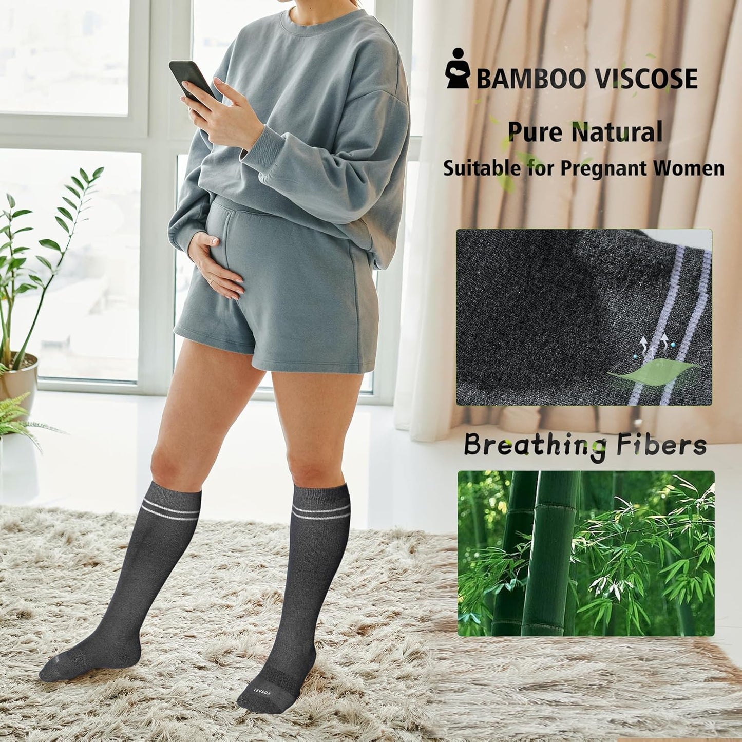 LEVSOX Compression Socks for Pregnant Women 20-30 mmHg Knee High Cute Funny Mens Supports Socks for Nurses, Medical, Travel