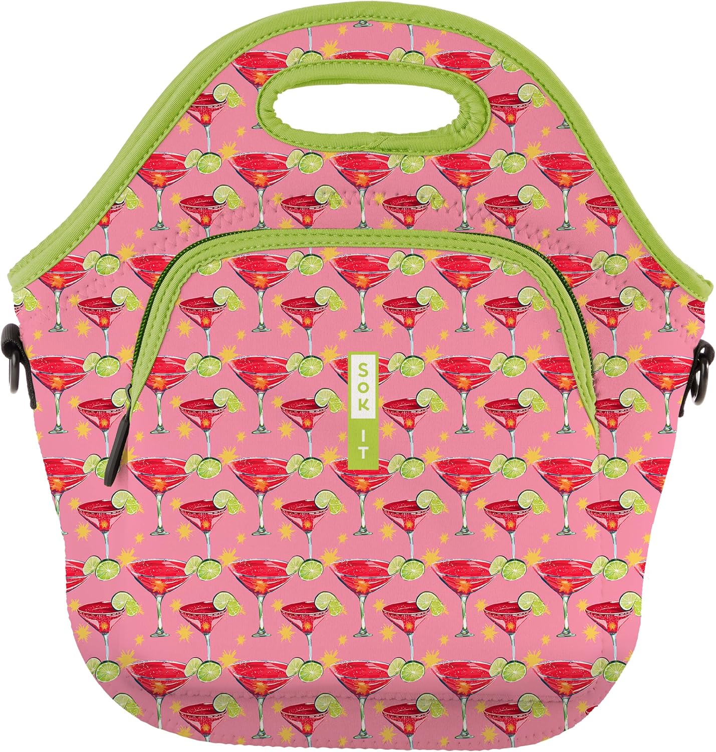 Sok It LunchTote Zippered Bag Insulated Neoprene Caddy (Lime After Lime, X-Large 6.5 Quart Lunch Tote)