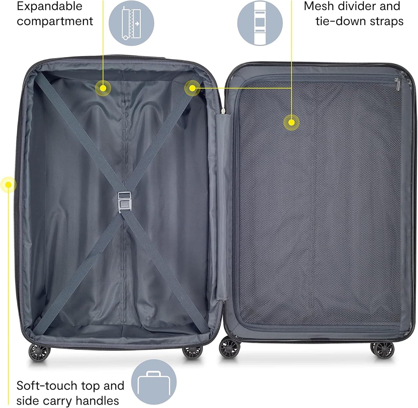 DELSEY PARIS Helium Aero Hardside Expandable Luggage with Spinner Wheels, Brushed Charcoal, Checked-Large 28 Inch