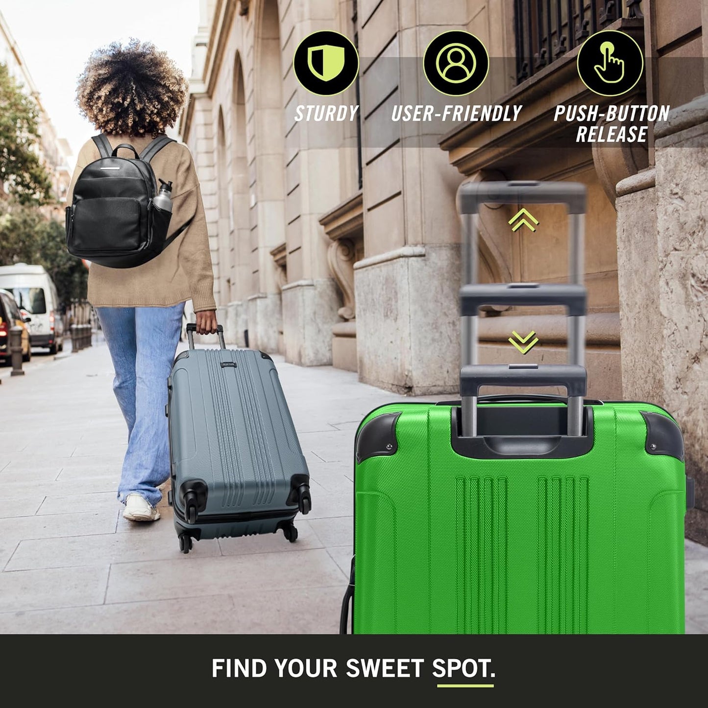 Kenneth Cole REACTION Out of Bounds Lightweight Hardshell 4-Wheel Spinner Luggage, Kelly Green, 28-Inch Checked