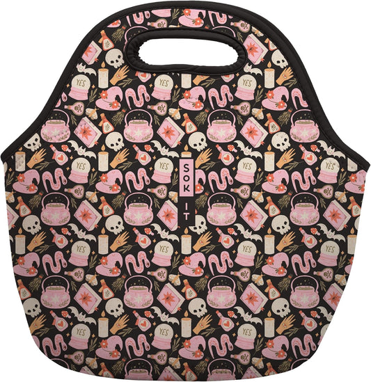 Sok It LunchTote Zippered Bag Insulated Neoprene Caddy (Spellbound, Large 4.5 Quart Lunch Tote)