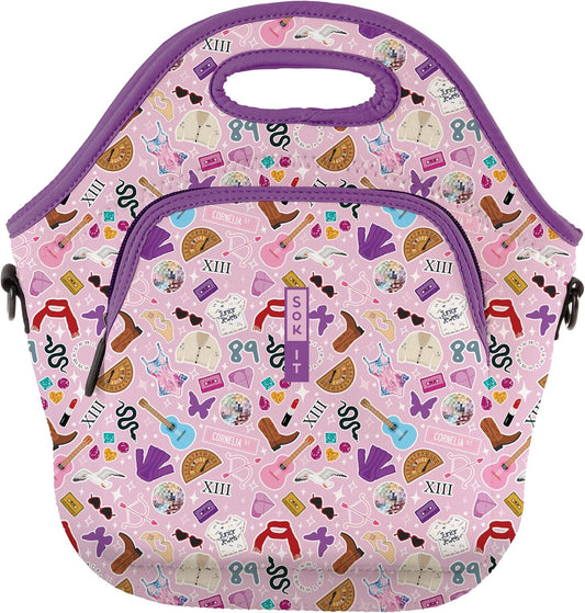 Sok It LunchTote Zippered Bag Insulated Neoprene Caddy (On Tour, X-Large 6.5 Quart Lunch Tote)