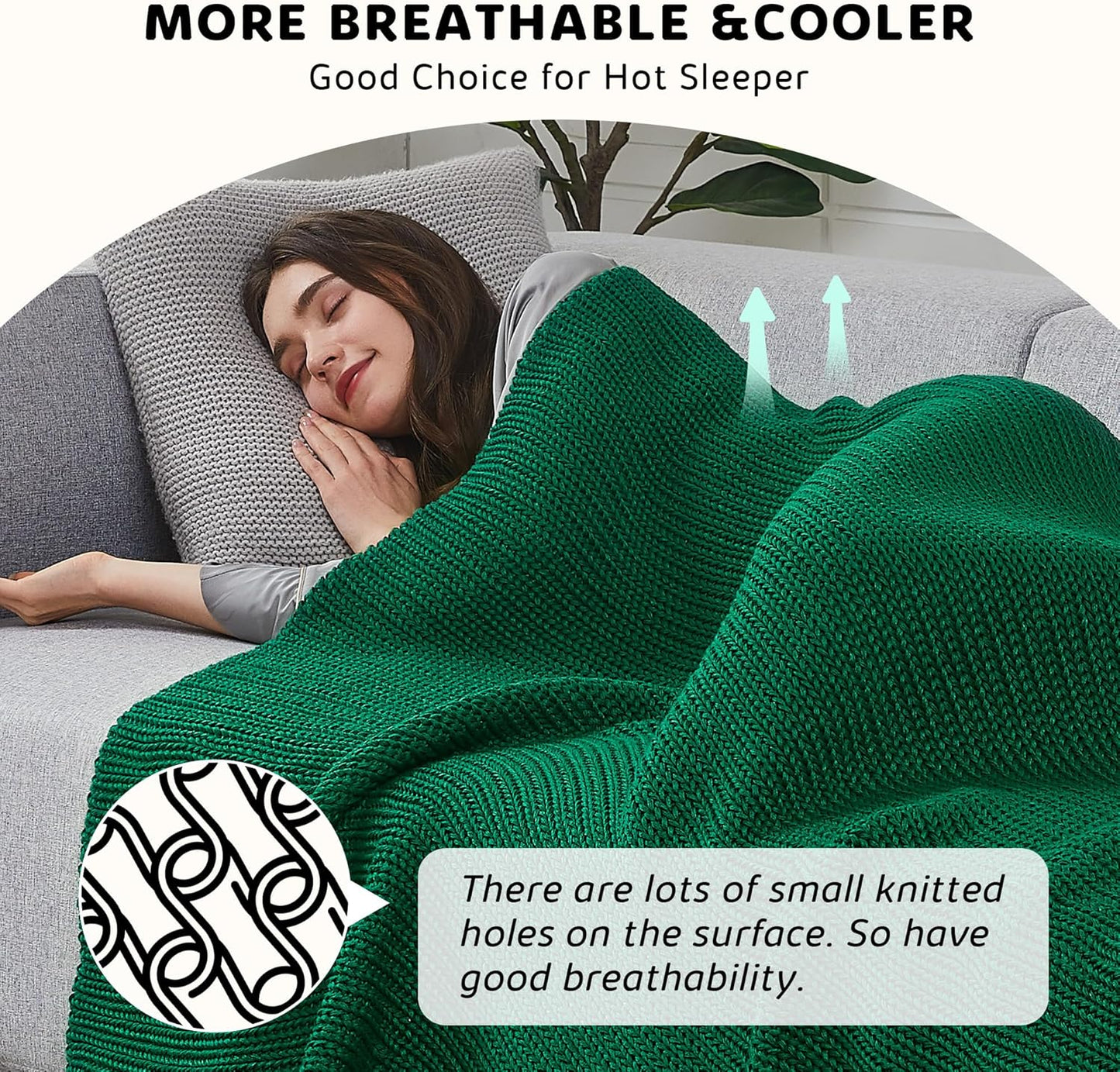 L'AGRATY Knitted Weighted Blanket - 60"x80" 15lbs Cooling Chunky Knit Heavy Blanket for Adults Braided Crochet Throw Thick Cable Yarn Knit Decorative No Beads Evenly Weighted Machine Washable