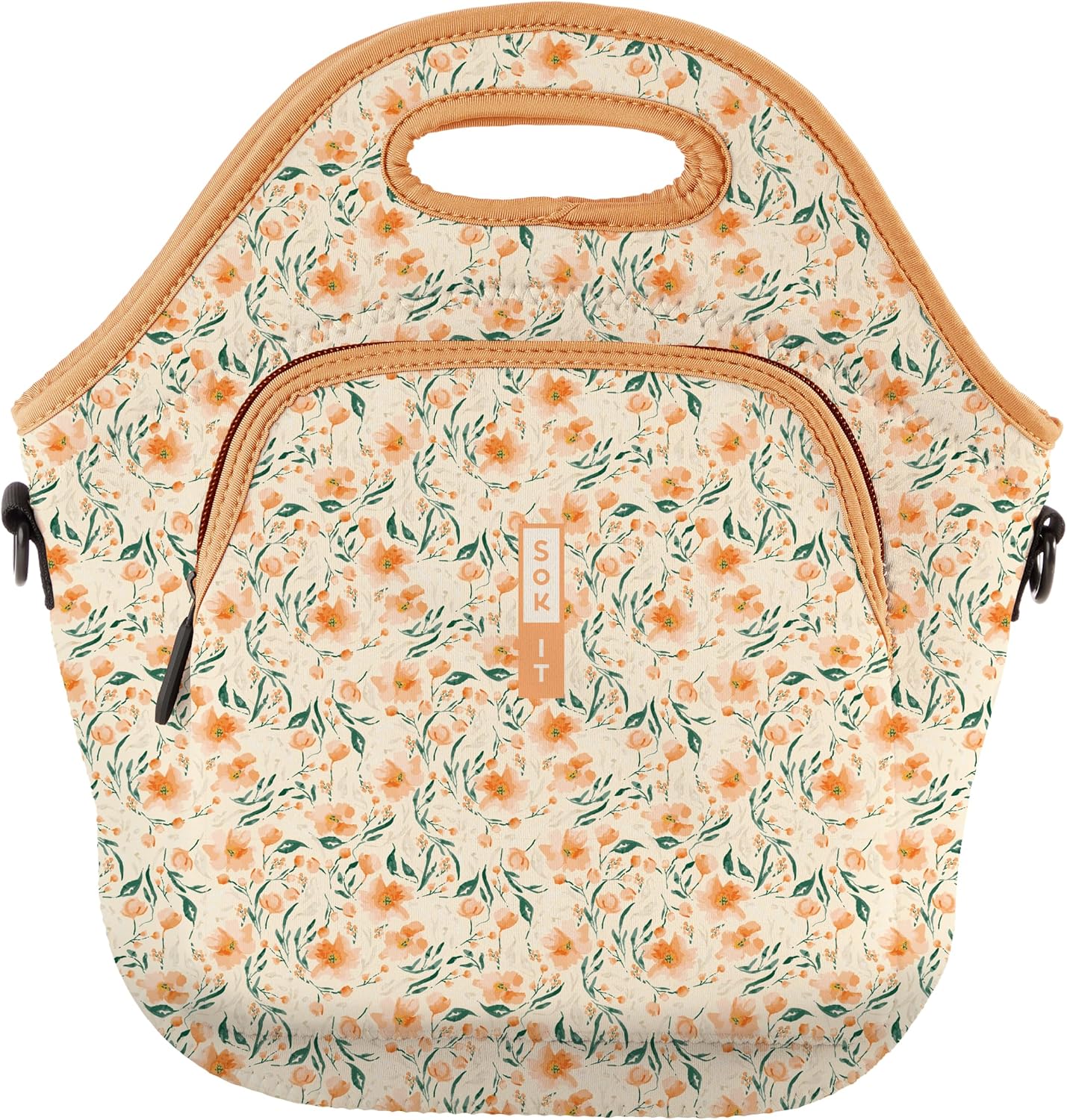 Sok It LunchTote Zippered Bag Insulated Neoprene Caddy (Blush Blossoms, X-Large 6.5 Quart Lunch Tote)