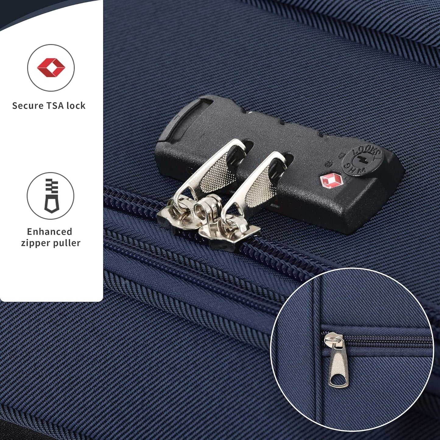 Merax Softside Luggage Set Softshell Lightweight 3 Piece Spinner Suitcase 22" 26" 30" Deep Blue
