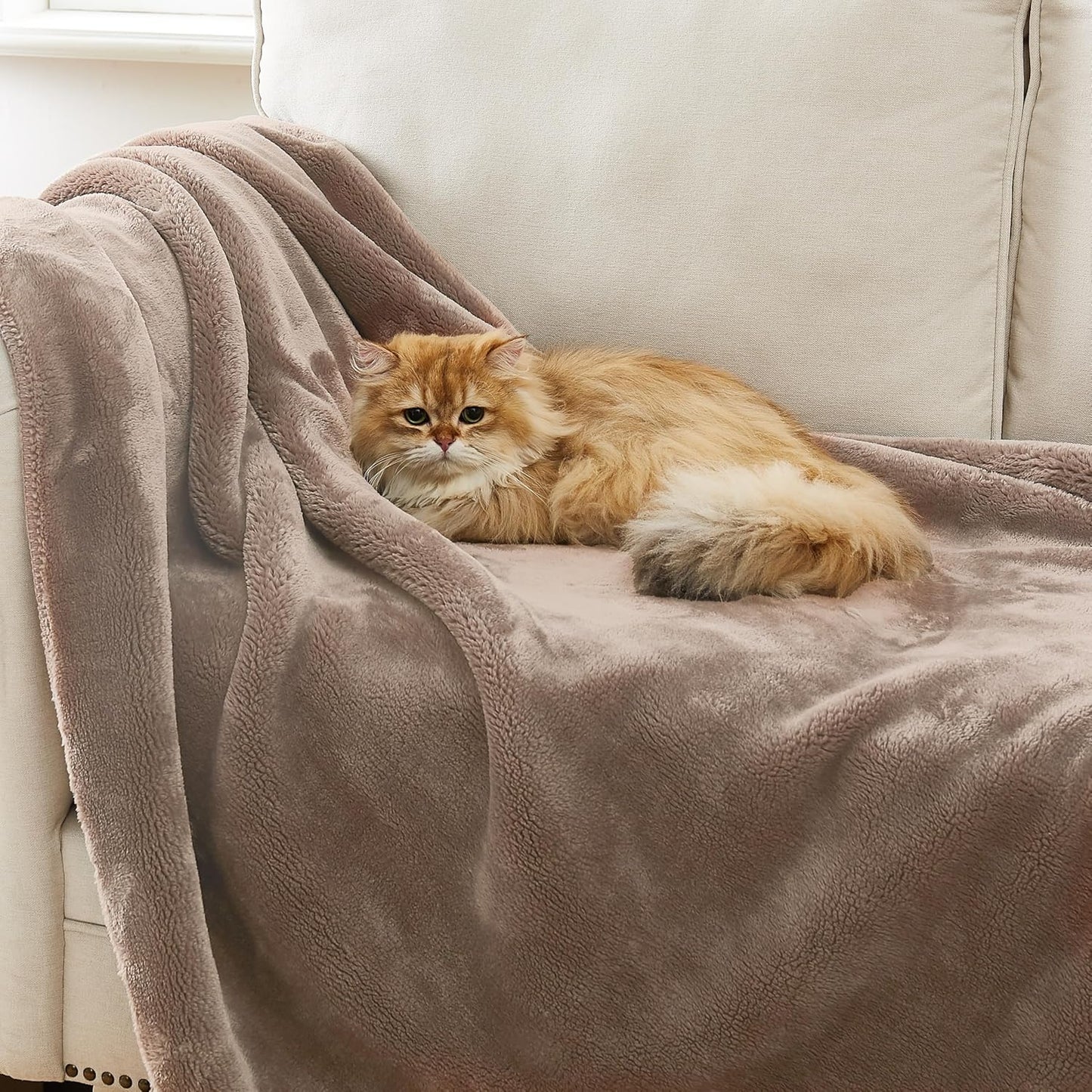 UGG Whitecap Plush Throw Blanket Fleece Lightweight Soft Throw for Couch or Bed Luxury Home Decor for Living Room Washable Hypoallergenic Blankets for Dorm Decor, 50-inch x 70-inch, Light Fawn Brown