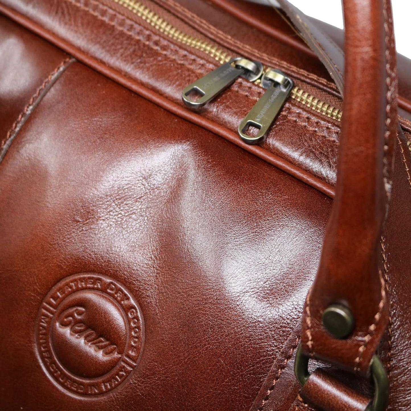 Cenzo Duffle Vecchio Brown Italian Leather Weekender Travel Duffle Bag for Men