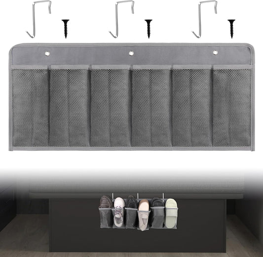 RV Shoe Pockets 6 Large Pockets Heavy Hanging Bedside Storage Organizer with Sturdy Hooks Storage Pockets Hangs on bed for Shoes Toys and Tool Accessories