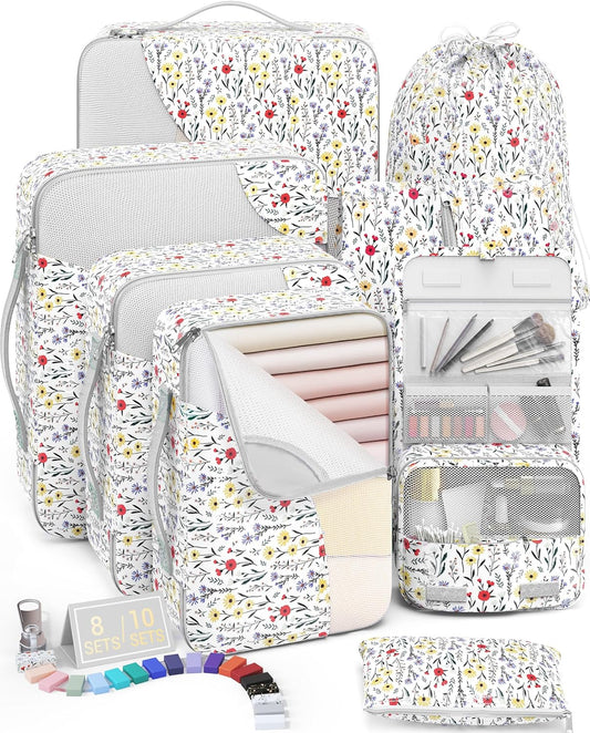 OlarHike 8 Set Packing Cubes for Travel, Sturdy Suitcase Organizer in 4 Sizes (Extra Large, Large, Medium, Small), OlarHike Luggage Cubes with Toiletry Bag, Essentials for Cruise Ship Gifts for Women