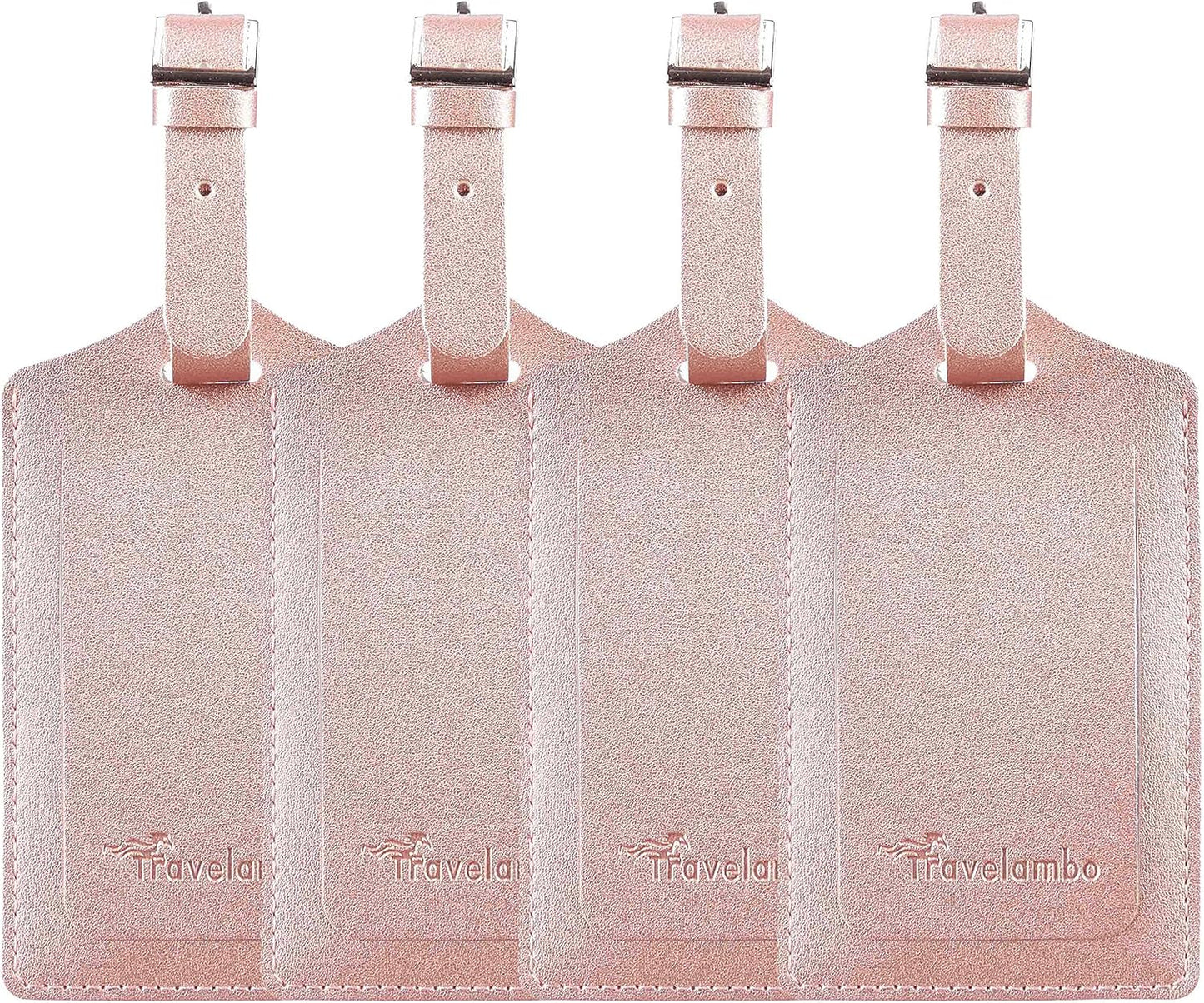 Travelambo Luggage Tags for Suitcases PU Leather Travel Tags Bag Tags Privacy Protection Travel Essentials