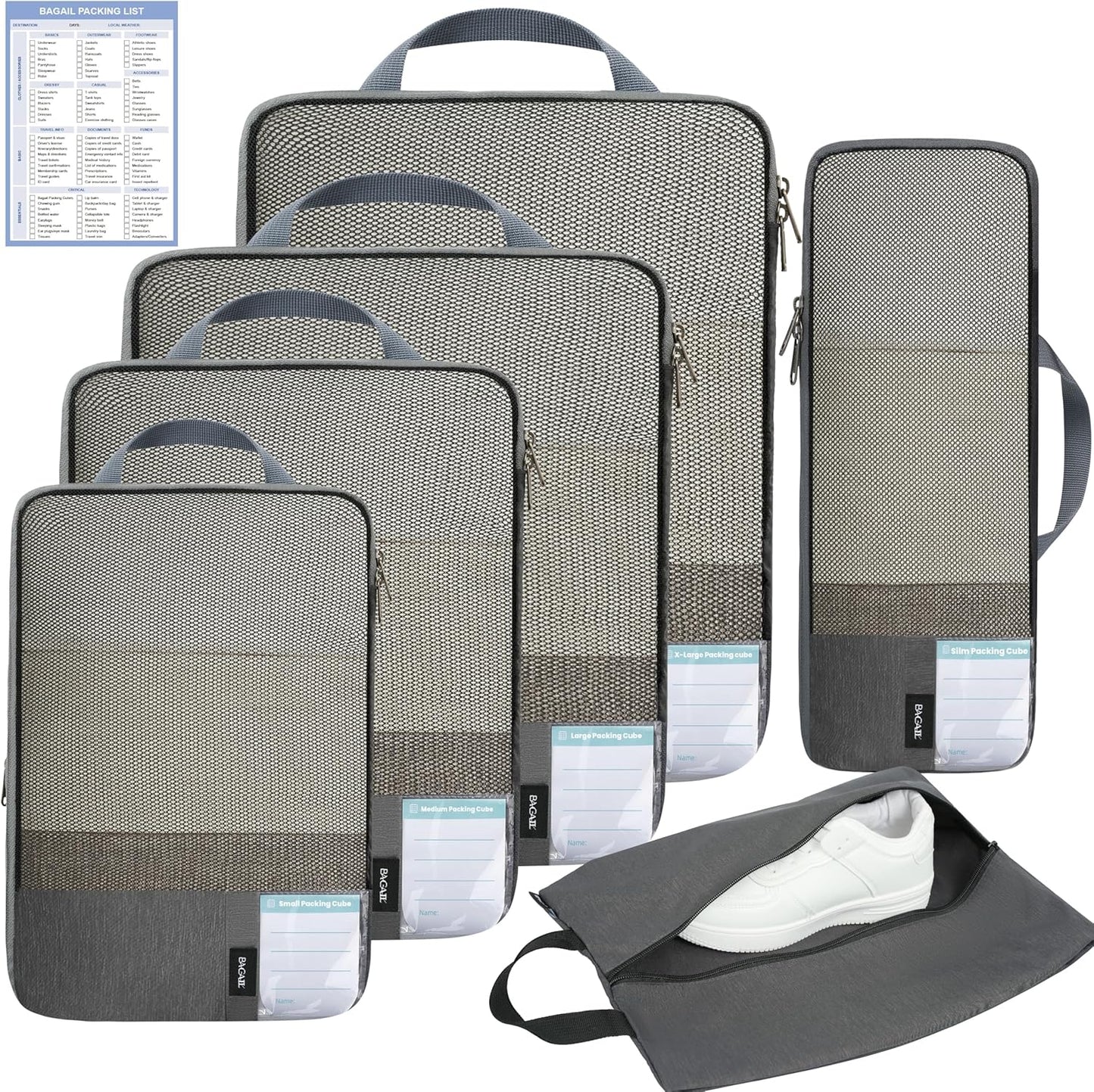 BAGAIL 6 Set/4 Set Lightweight Compression Packing Cubes for Travel, Anti-Tearing Expandable Organizer Bags for Suitcase