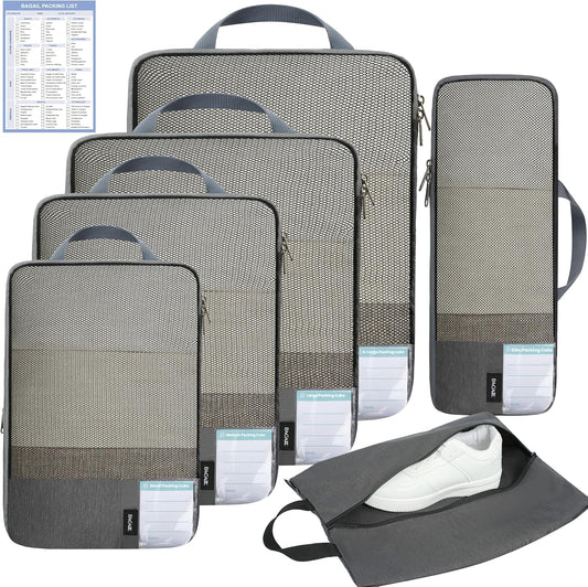 BAGAIL 6 Set/4 Set Lightweight Compression Packing Cubes for Travel, Anti-Tearing Expandable Organizer Bags for Suitcase